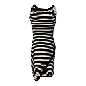 Black and White Striped Sleeveless Dress